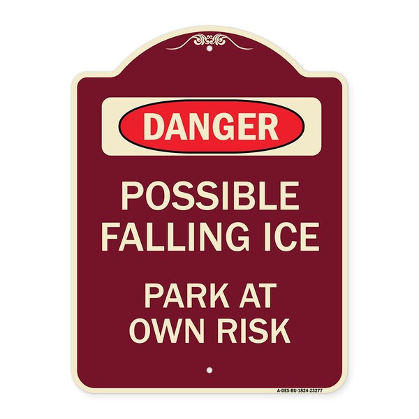 Signmission Possible Falling Ice Park at Own Risk Heavy-Gauge Aluminum Architectural Sign, 24" H, BU-1824-23277 A-DES-BU-1824-23277 - main
